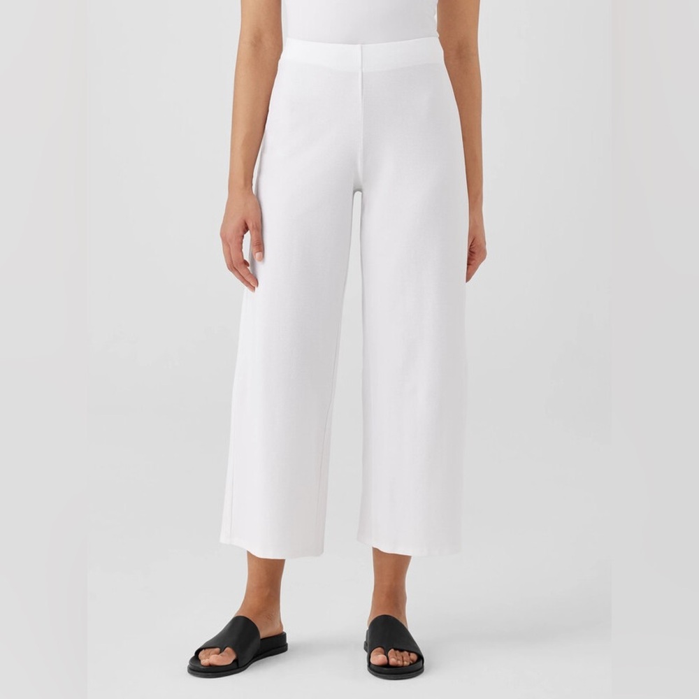 Eileen Fisher Petite Washable Stretch Crepe Wide-Leg Pant, white, size PP, EUC